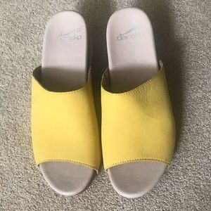 Dansko Nubuck Yellow Mule Clogs